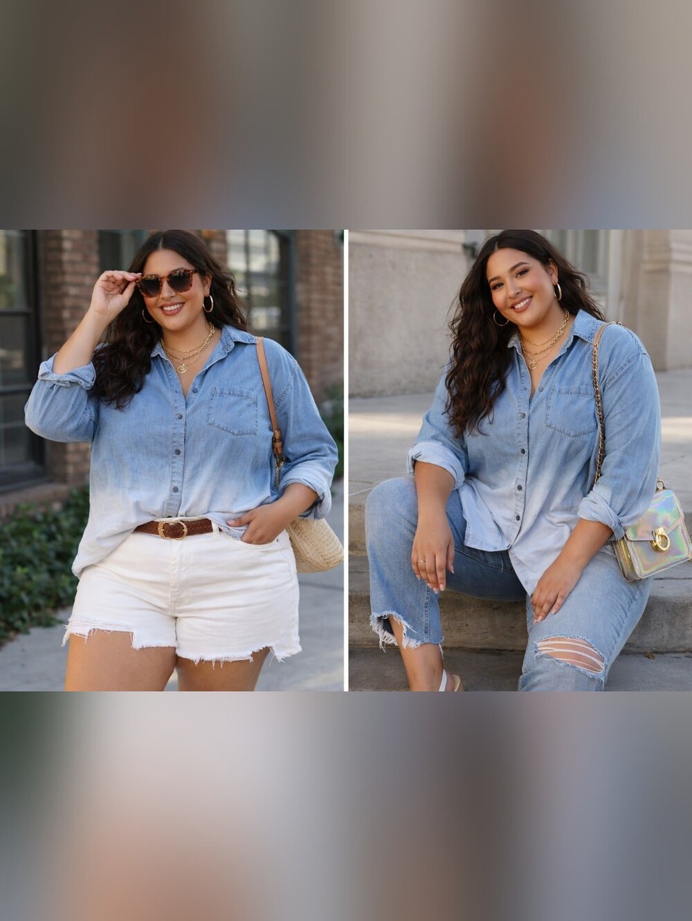 Ombre ULTRA-SOFT Curvy Denim Button Down